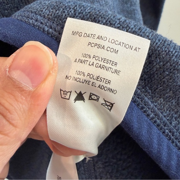 Patagonia Women's Pullover Sweater 1/4 Zip Fleece Lined Blue Poly Knit sz M - Picture 11 of 11